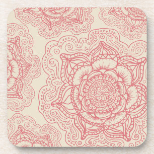 Roze Mandala Pattern Bier Onderzetter