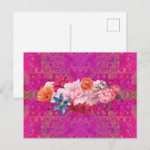 Roze Mandala Pattern Flower Bouquet Briefkaart (Voorkant / Achterkant)