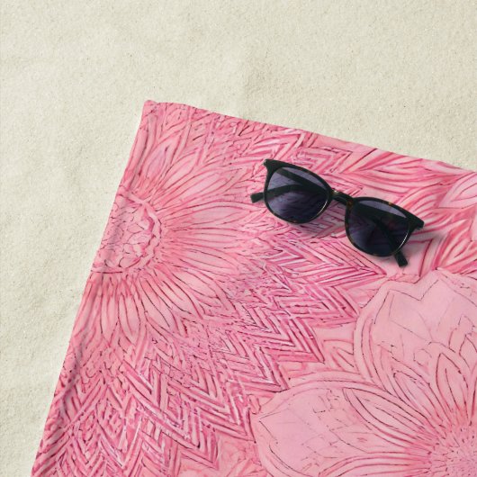 Roze Mandala Print Strandlaken (In situ)