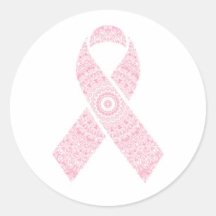 Roze Mandala Ribbon Breast Cancer Sticker