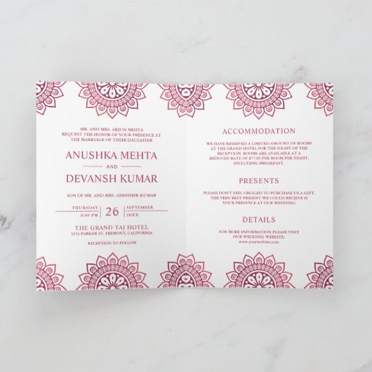 Roze Mandala Traditionele Etnische Bonden (Binnen)