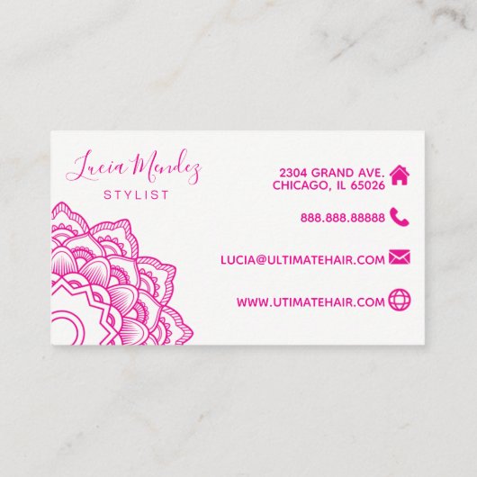 Roze Mandala Visitekaartje (Achterkant)