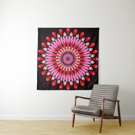 Roze Mandala Wandkleed (In Situ (horizontaal))