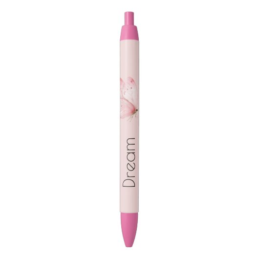 Roze Mandenvlecht Vlinder Zwarte Inkt Pen (Voorkant Verticaal)