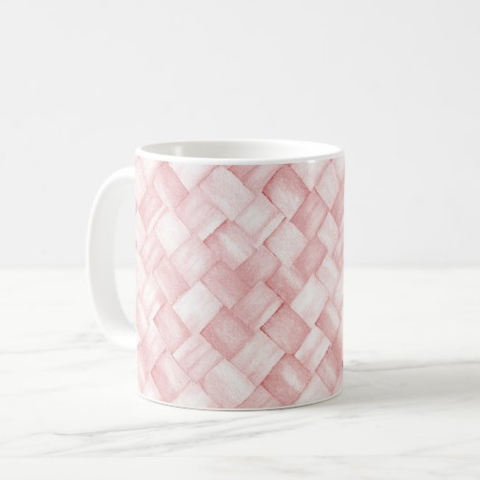 Roze mandvlechtwerk koffiemok (Voorkant links)