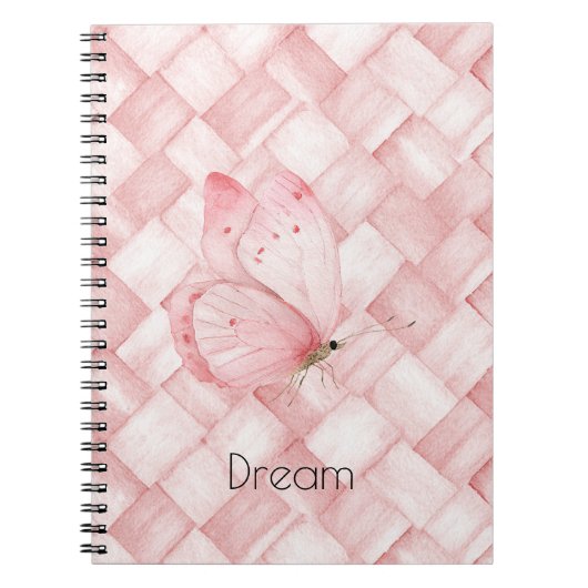 Roze Mandweef Vlinder Notitieboek (Voorkant)