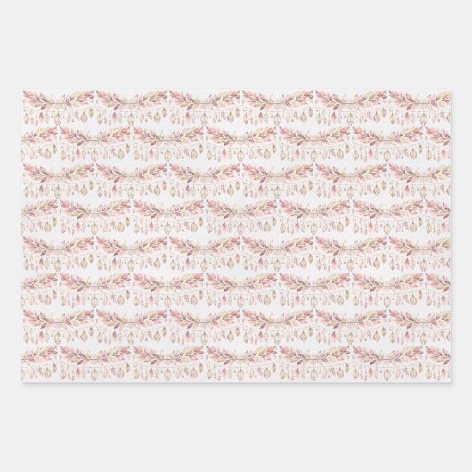 Roze manen en bloemen inpakpapier vel (Voorkant 3)