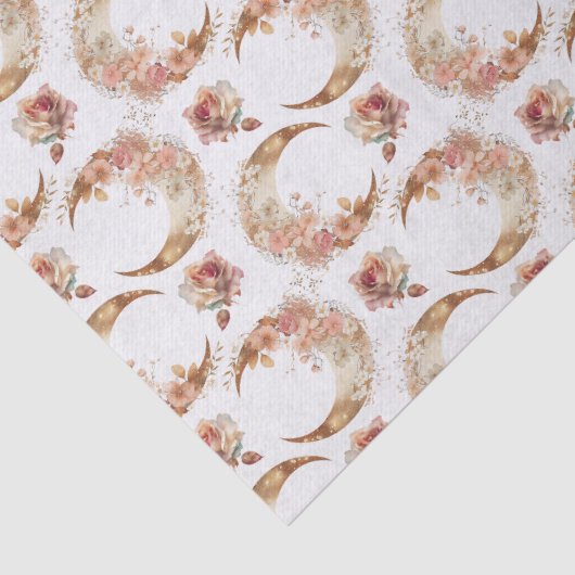 Roze manen en bloemen tissuepapier (Detail)