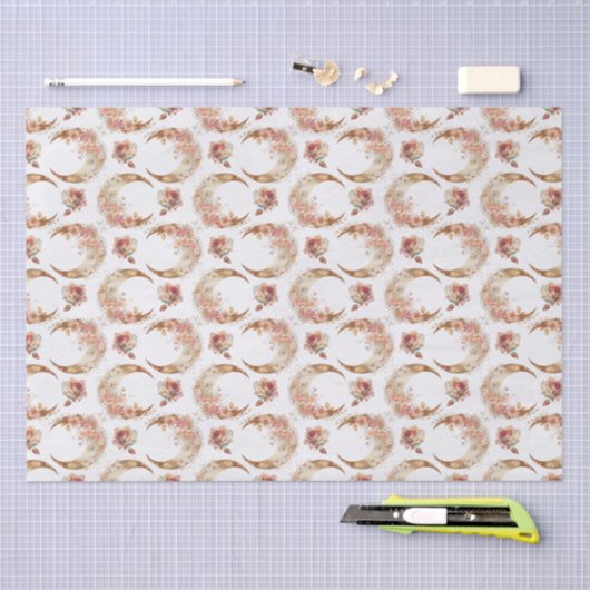 Roze manen en bloemen tissuepapier (Craft)