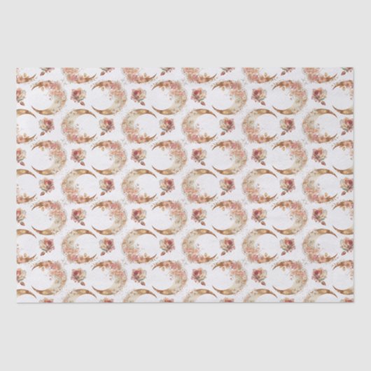 Roze manen en bloemen tissuepapier (Voorkant)