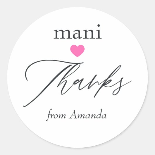 Roze Mani Bedankt Bruidsdouche Ronde Sticker (Voorkant)