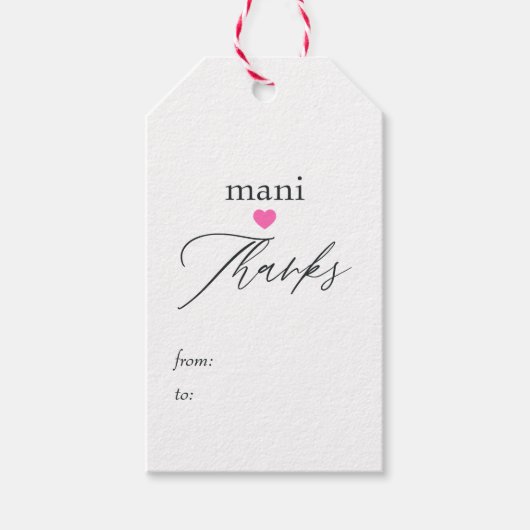 Roze mani dank je cadeaulabel (Voorkant)