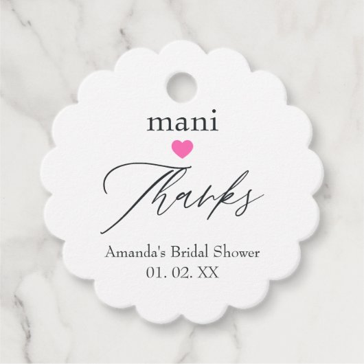 Roze manicure dank je bedankjes labels (Voorkant)