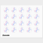  roze mannetje unicorn ronde sticker (Vel)