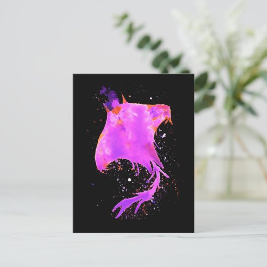 Roze Manta Ray Briefkaart (Staand voorkant)