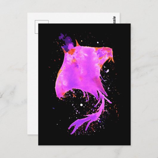 Roze Manta Ray Briefkaart (Voorkant / Achterkant)
