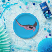 Roze Manta Ray Papieren Bordje (Feest)