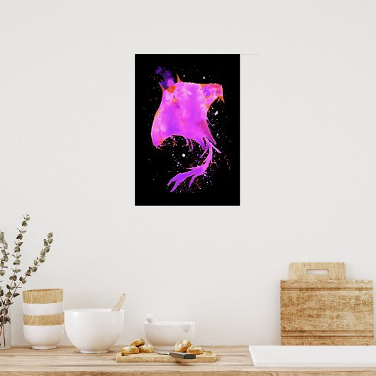 Roze Manta Ray Poster (Keuken)