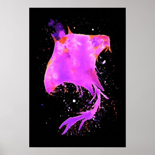 Roze Manta Ray Poster (Voorkant)