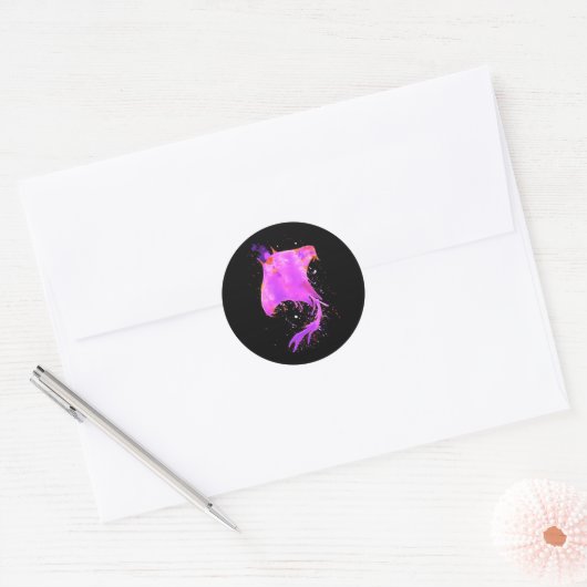 Roze Manta Ray Ronde Sticker (Envelop)