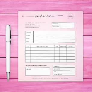 Roze Manuscript Kleine Bedrijfs de Factuur van de  Notitieblok