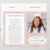 Roze Marble Celebration of Life Funeral Programme (Voorkant / Achterkant)