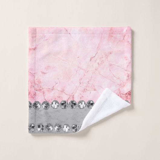 Roze Marble Diamond Bling Bad Handdoek (Wasdoekje)