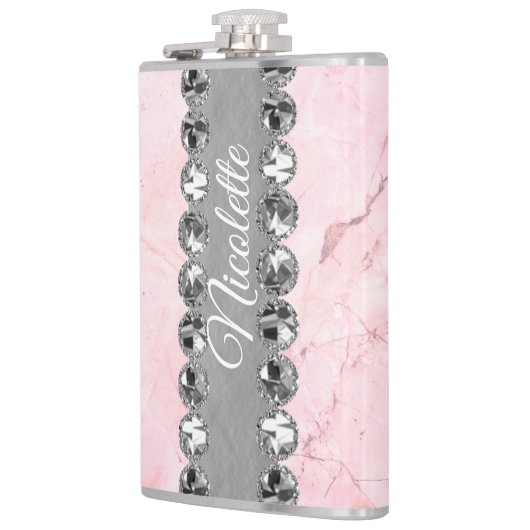 Roze Marble Diamond Bling Heupfles (Links)