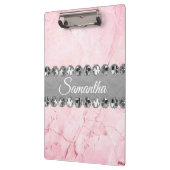 Roze Marble Diamond Bling Klembord (Links)