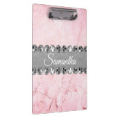 Roze Marble Diamond Bling Klembord (Rechts)