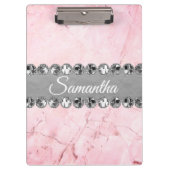 Roze Marble Diamond Bling Klembord (Voorkant)