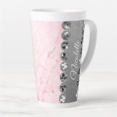 Roze Marble Diamond Bling Latte Mok (Rechterhoek)