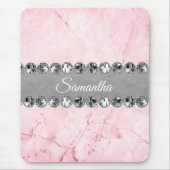 Roze Marble Diamond Bling Muismat (Voorkant)