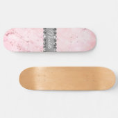Roze Marble Diamond Bling Persoonlijk Skateboard (Horizontaal)