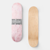 Roze Marble Diamond Bling Persoonlijk Skateboard (Voorkant)