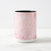 Roze Marble Diamond Bling Tweekleurige Koffiemok (Center)