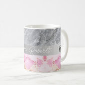 Roze Marble Diamond Glitter Name Mok (Voorkant rechts)