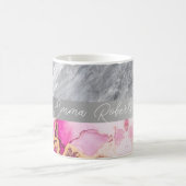 Roze Marble Diamond Glitter Name Mok (Center)