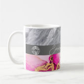 Roze Marble Diamond Glitter Name Mok (Links)
