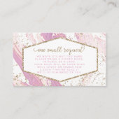 Roze Marble Faux Gold Glitter Book Request Informatiekaartje (Voorkant)