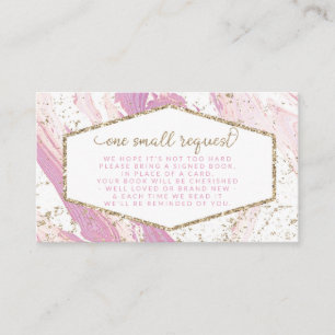 Roze Marble Faux Gold Glitter Book Request Informatiekaartje