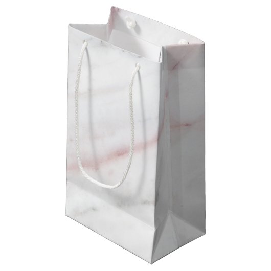 Roze Marble Gift Bag Klein Cadeauzakje (Voorkant Gekanteld)
