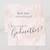 Roze Marble Gold Glitter Godmoeder Voorstel Kaart (Voorkant / Achterkant)