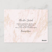 Roze Marble Gold Glitter Godmoeder Voorstel Kaart (Achterkant)