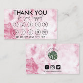 Roze Marble Makeup Hair Logo Loyalty Kaart Visitekaartje (Voorkant / Achterkant)