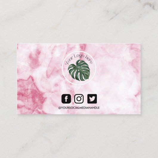 Roze Marble Makeup Hair Logo Loyalty Kaart Visitekaartje (Achterkant)