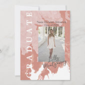 Roze Marble Photo Afstuderen Announcement Card Kaart (Voorkant)