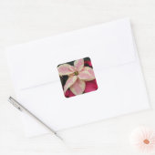 Roze Marble Poinsettia Holiday Vierkante Sticker (Envelop)