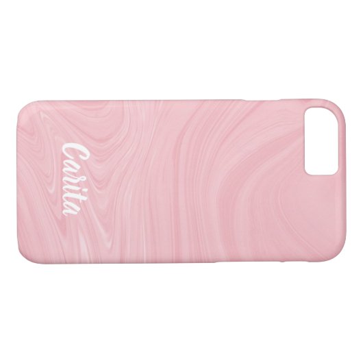 Roze Marble Textured iPhone Case (Achterkant (Horizontaal))