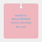 Roze Margarita Bachelorette Weekend Bruids Metalen Ornament (Achterkant)